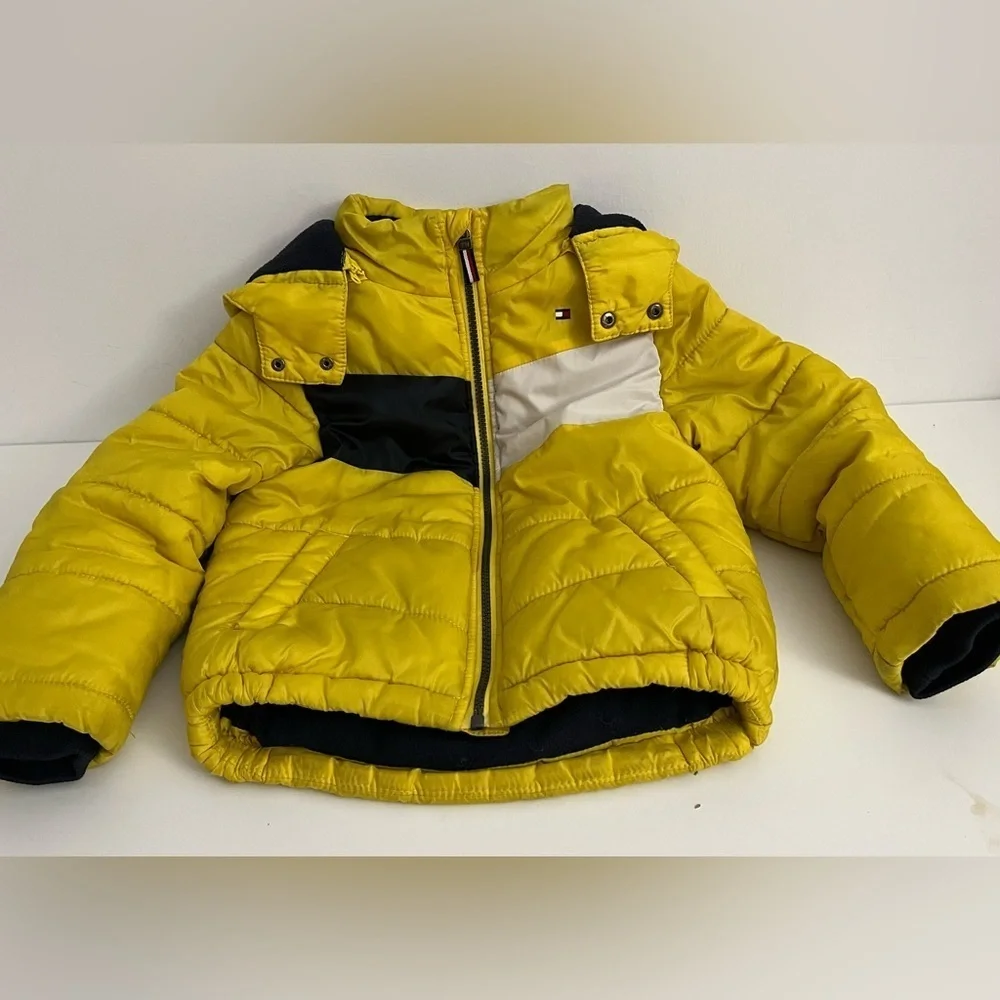 Tommy Hilfiger Kids Yellow Puffer Jacket with Navy blue  and White Panels